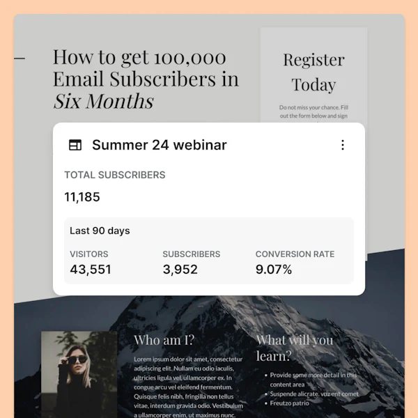 An example landing page